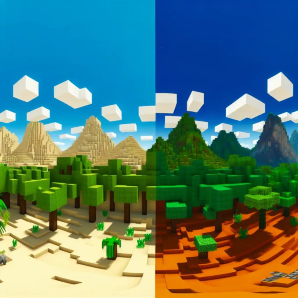 Różne biomy: pustynia, las, góry i dżungla