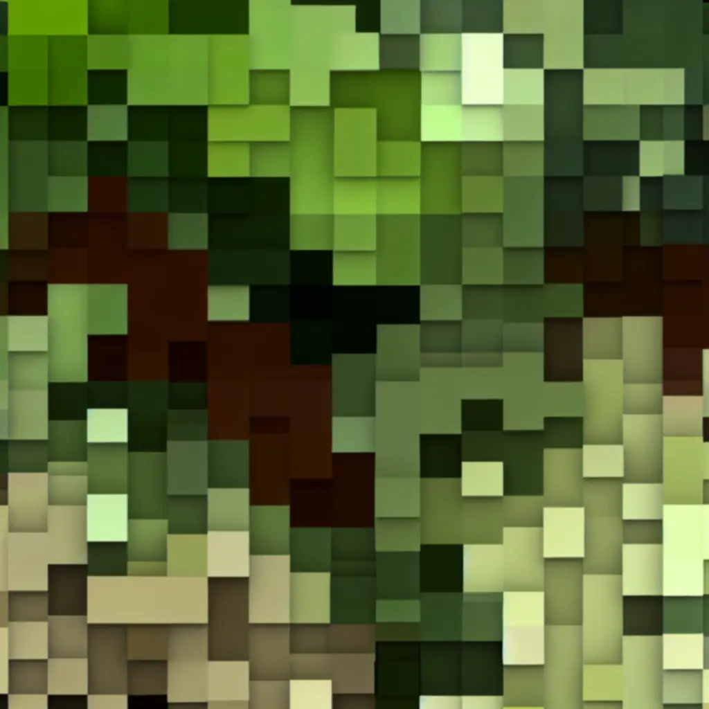 Abstrakcyjna mozaika voxelowa w zielono-brunatnej palecie