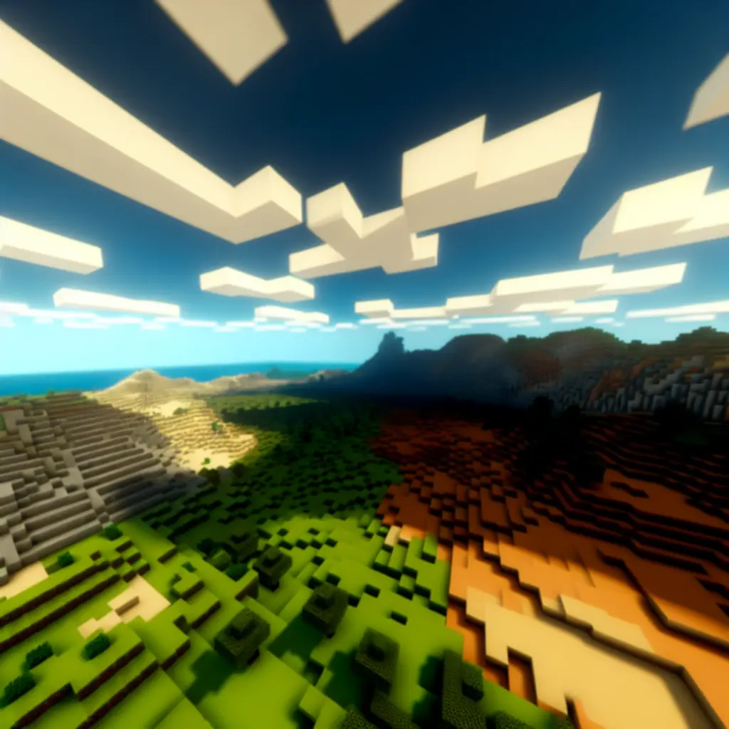 Zrzut ekranu świata Minecraft z rozległym biomem i pikselową estetyką