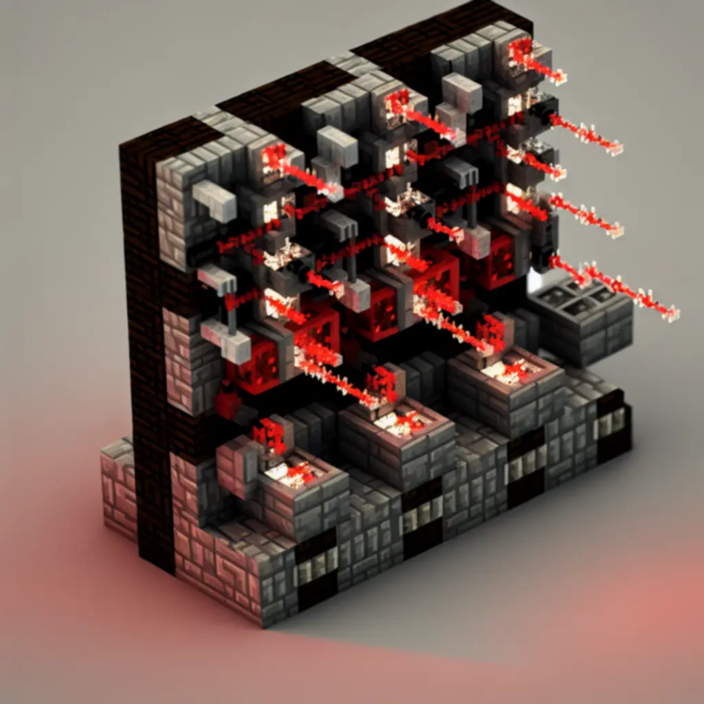 Układ Redstone z tłokami i pochodniami